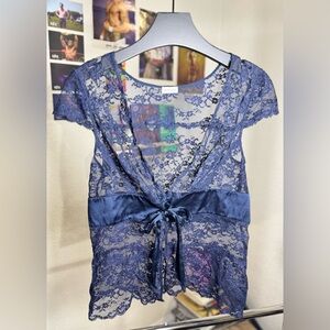 Intimissimi Blue Sheer Lace Top